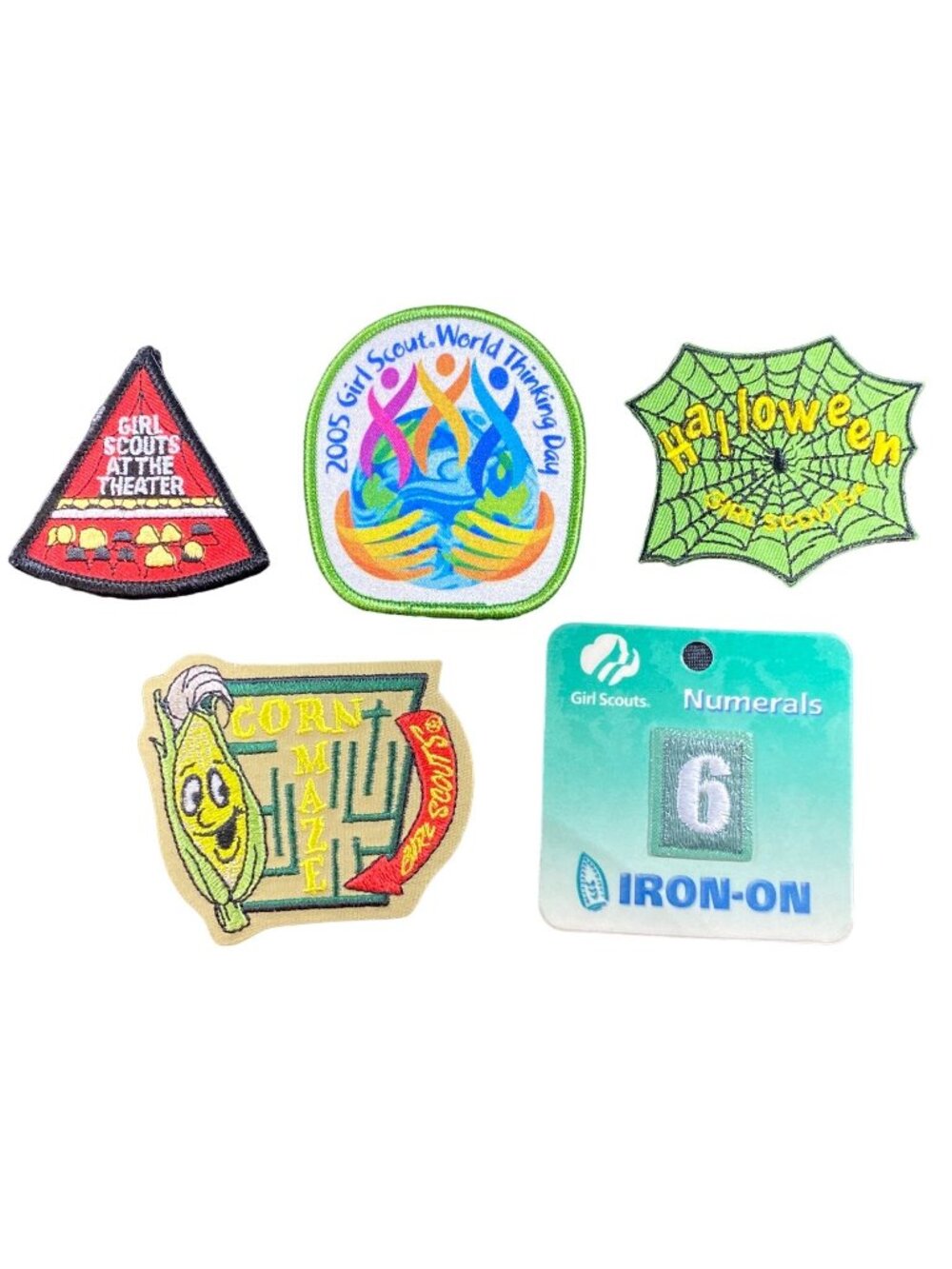 Girl Scouts World Thinking Day Number 6 Embroidered Patch Badge Lot of 5